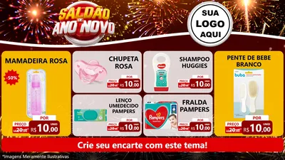 Modelo de TV para TV Horizontal com o tema Saldão de Ano Novo para Bebês