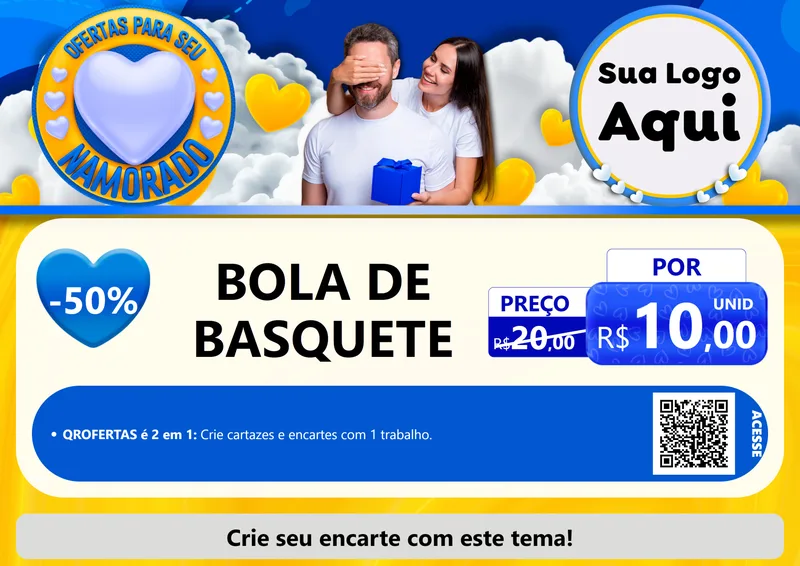 Modelo de Cartaz para Cartaz A4 Horizontal com o tema Ofertas Para Seu Namorado para Artigos Esportivos