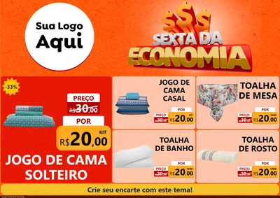 Modelo de Encarte para Encarte A4 Horizontal com o tema Sexta da Economia para Cama, Mesa e Banho