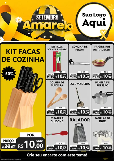 Modelo de Encarte para Encarte A4 Vertical com o tema Setembro Amarelo para Utilidades Domésticas
