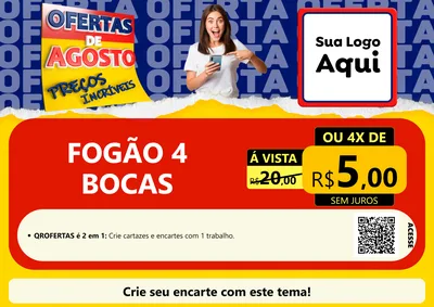 Modelo de Cartaz para Cartaz A4 Horizontal com o tema Ofertas de Agosto - Preços Incríveis para Móveis e Eletro