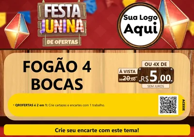 Modelo de Cartaz para Cartaz A4 Horizontal com o tema Festa Junina de Ofertas para Móveis e Eletro