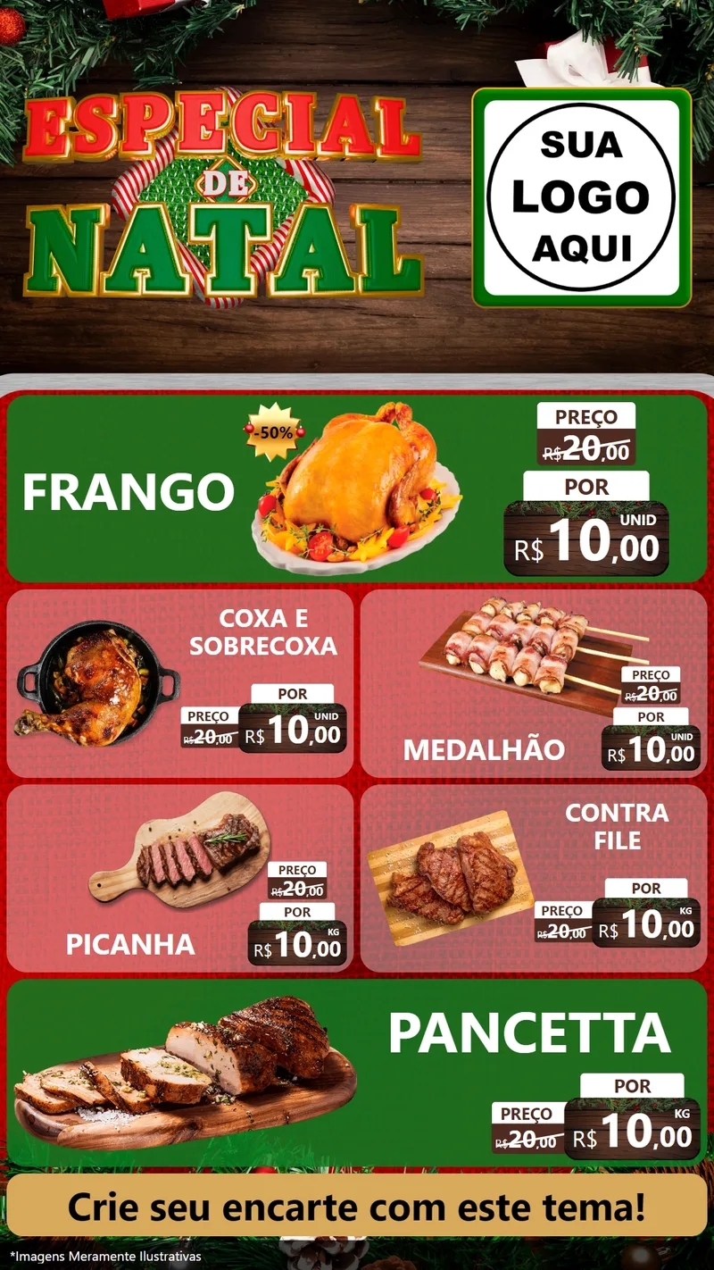 Modelo de TV para TV Vertical com o tema Especial de Natal para Assados