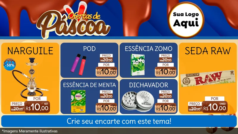 Modelo de TV para TV Horizontal com o tema Ofertas de Páscoa para Tabacaria