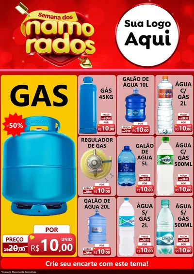 Modelo de Encarte para Encarte A4 Vertical com o tema Semana dos namorados para Água e gás