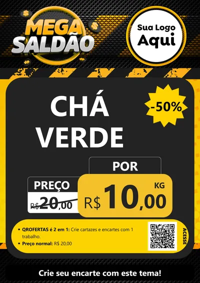 Modelo de Cartaz para Cartaz A4 Vertical com o tema Mega Saldão para Produtos Naturais