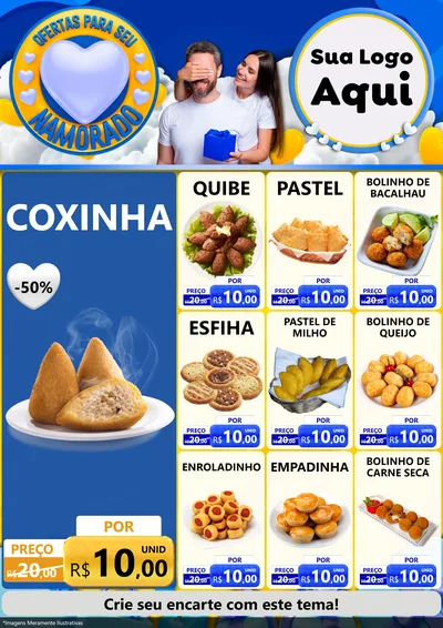 Modelo de Encarte para Encarte A4 Vertical com o tema Ofertas Para Seu Namorado para Salgadaria
