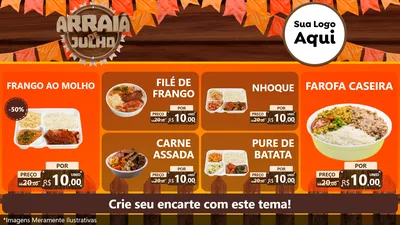 Modelo de TV para TV Horizontal com o tema Arraiá de Julho - Junina para Restaurante