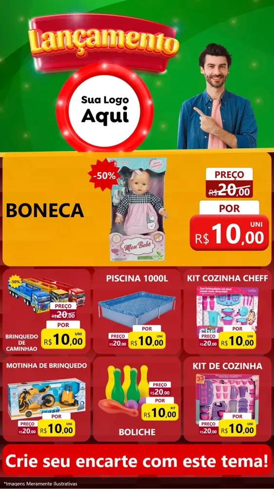 Modelo de Rede Social para Stories com o tema Lançamento para Brinquedos