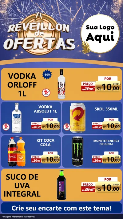 Modelo de TV para TV Vertical com o tema Réveillon de Ofertas para Distribuidora de bebidas