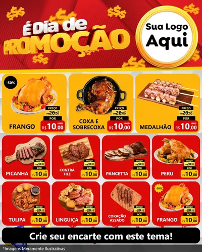 Modelo de Rede Social para Feed Instagram com o tema É Dia De Promoção para Assados