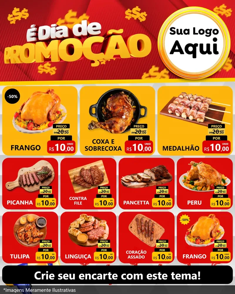 Modelo de Rede Social para Feed Instagram com o tema É Dia De Promoção para Assados