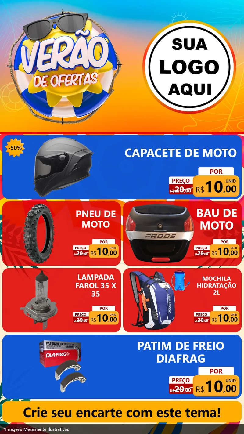 Modelo de TV para TV Vertical com o tema Verão de Ofertas para Moto peças