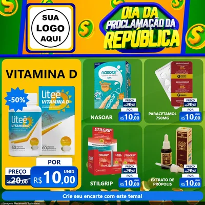 Modelo de Rede Social para Feed Facebook com o tema Dia Da Proclamação da República para Farmácia
