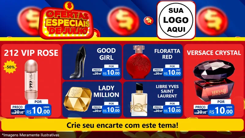 Modelo de TV para TV Horizontal com o tema Ofertas Especiais de Julho para Perfumes