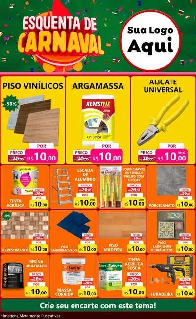 Modelo de Encarte para Encarte Grande com o tema Esquenta de Carnaval para Material para Construção