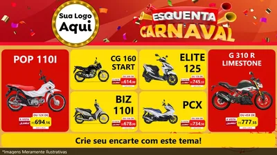 Modelo de TV para TV Horizontal com o tema Esquenta Carnaval para Concessionaria de Motos
