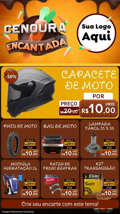 Modelo de Rede Social para Stories com o tema Cenoura Encantada - Páscoa para Moto peças