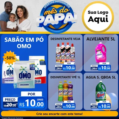 Modelo de Rede Social para Feed Facebook com o tema Ofertas Imperdíveis Mês Do Papai para Produtos de Limpeza