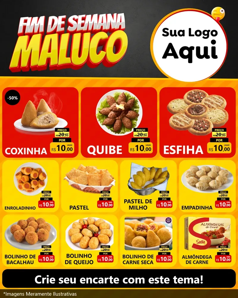 Modelo de Rede Social para Feed Instagram com o tema Final de Semana Maluco para Salgadaria