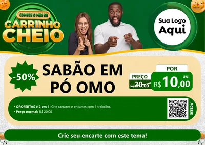Modelo de Cartaz para Cartaz A4 Horizontal com o tema Carrinho Cheio para Produtos de Limpeza