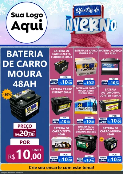 Modelo de Encarte para Encarte A4 Vertical com o tema Ofertas de Inverno para Baterias Elétricas