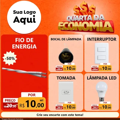 Modelo de Rede Social para Feed Facebook com o tema Quarta da Economia para Materiais Elétricos