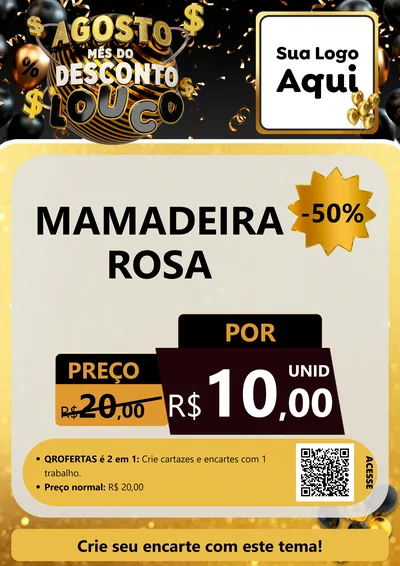 Modelo de Cartaz para Cartaz A4 Vertical com o tema Agosto Mês do Desconto Louco para Bebês