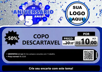 Modelo de Cartaz para Cartaz A4 Horizontal com o tema Promoção de Aniversário - 5 Anos para Embalagens