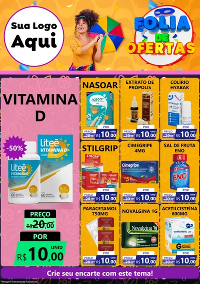 Modelo de Encarte para Encarte A4 Vertical com o tema Folia de Ofertas para Farmácia