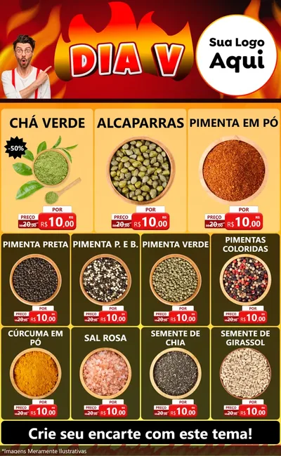 Modelo de Encarte para Encarte Grande com o tema Dia V para Produtos Naturais