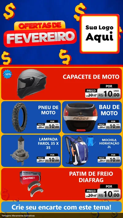 Modelo de TV para TV Vertical com o tema Ofertas de Fevereiro para Moto peças