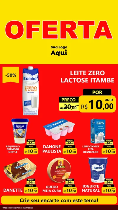 Modelo de Rede Social para Stories com o tema OFERTA - Vermelho Cartaz para Frios e Laticínios