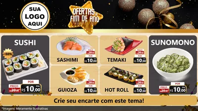 Modelo de TV para TV Horizontal com o tema Ofertas de Fim de Ano para Comida japonesa