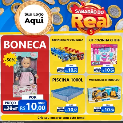Modelo de Rede Social para Feed Facebook com o tema Sabadão do Real para Brinquedos