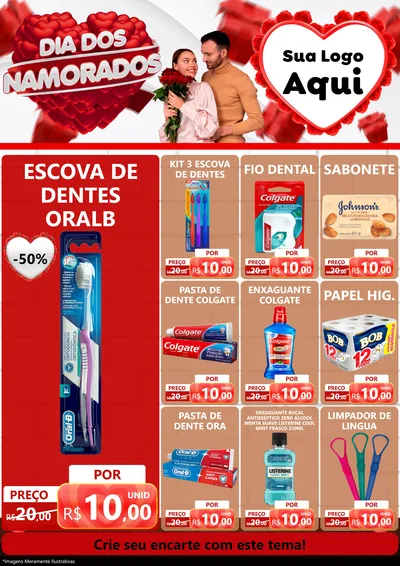 Modelo de Encarte para Encarte A4 Vertical com o tema Dia dos Namorados para Higiene Pessoal
