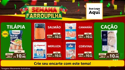 Modelo de TV para TV Horizontal com o tema Semana Farroupilha para Peixaria