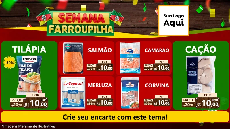 Modelo de TV para TV Horizontal com o tema Semana Farroupilha para Peixaria