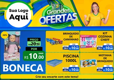 Modelo de Encarte para Encarte A4 Horizontal com o tema Grandes Ofertas para Brinquedos