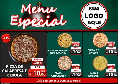 Modelo de Encarte para Encarte A4 Horizontal com o tema Menu Especial para Pizzaria