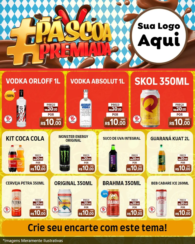 Modelo de Rede Social para Feed Instagram com o tema Páscoa Premiada para Distribuidora de bebidas