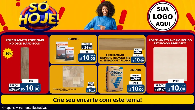 Modelo de TV para TV Horizontal com o tema Só Hoje! para Pisos e revestimentos