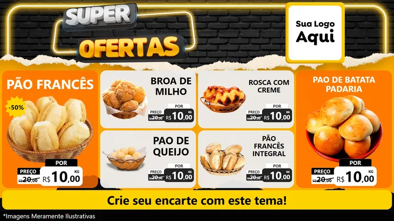 Modelo de TV para TV Horizontal com o tema Super Ofertas para Padaria