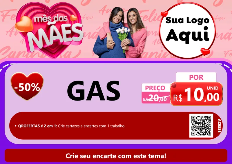 Modelo de Cartaz para Cartaz A4 Horizontal com o tema Mês Das Mães para Água e gás
