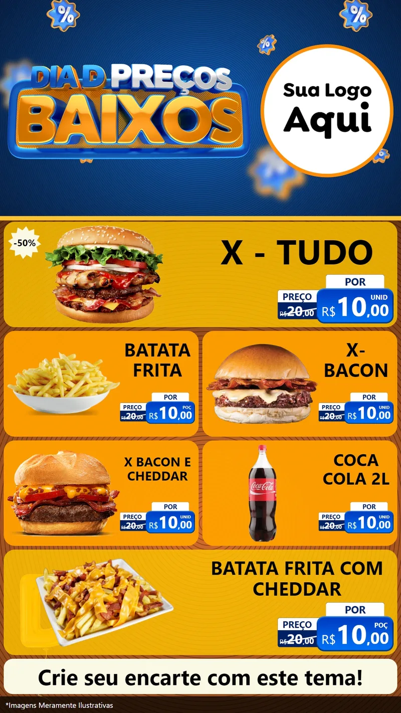 Modelo de TV para TV Vertical com o tema Dia D Preço Baixo para Hamburgueria
