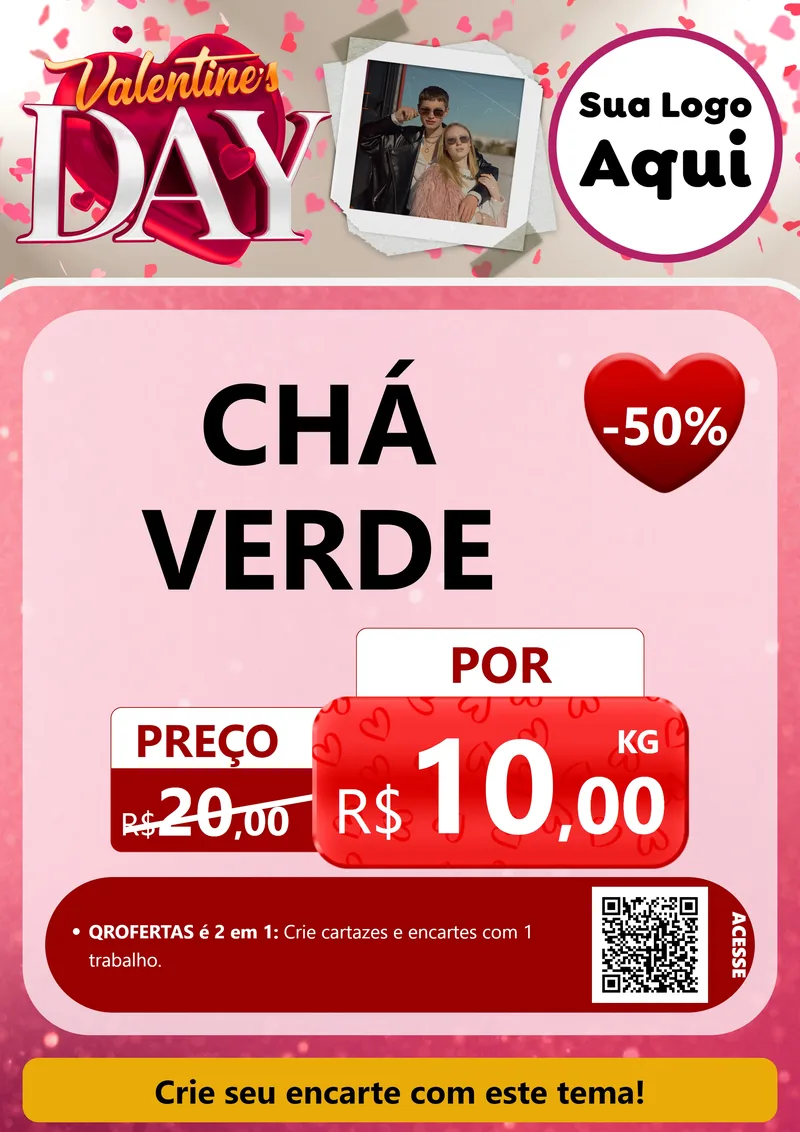 Modelo de Cartaz para Cartaz A4 Vertical com o tema Valentine's Day para Produtos Naturais
