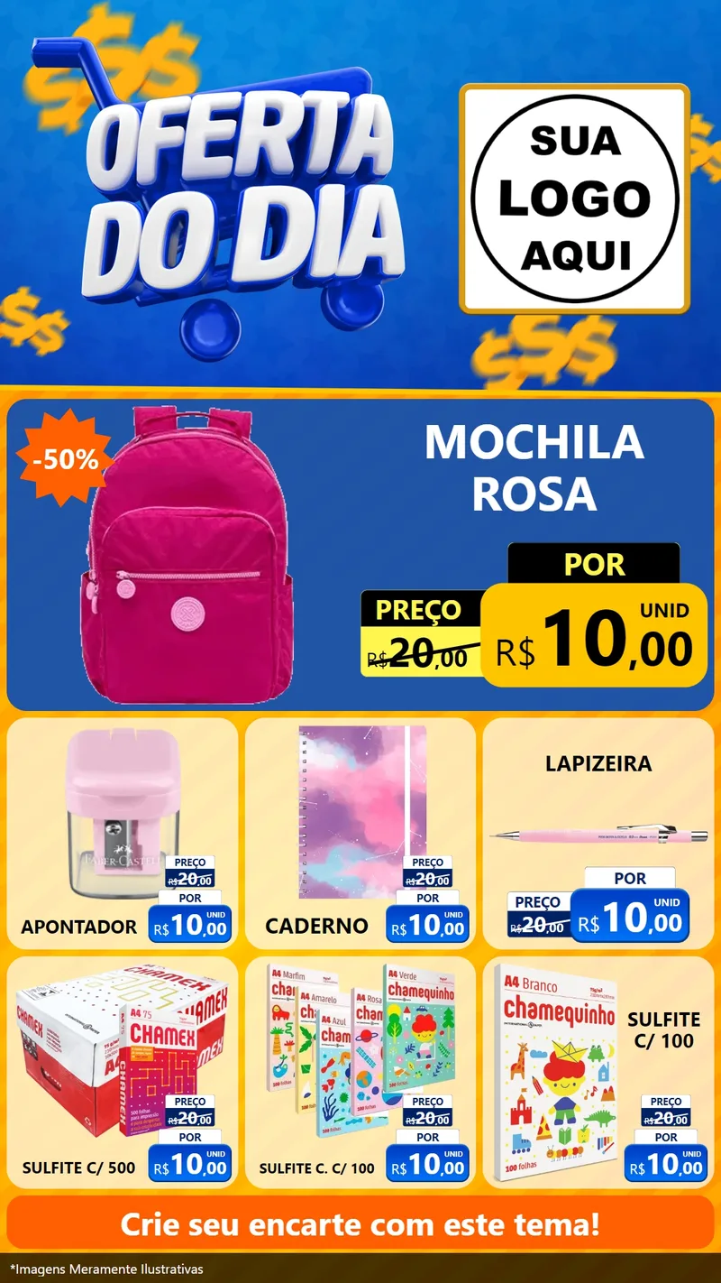 Modelo de Rede Social para Stories com o tema Oferta do Dia para Papelaria