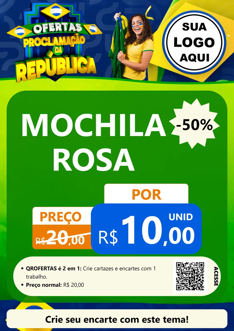 Modelo de Cartaz para Cartaz A4 Vertical com o tema Ofertas Proclamação da República para Papelaria