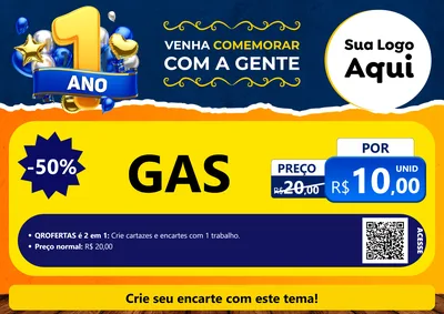 Modelo de Cartaz para Cartaz A4 Horizontal com o tema Um Ano de Aniversário para Água e gás