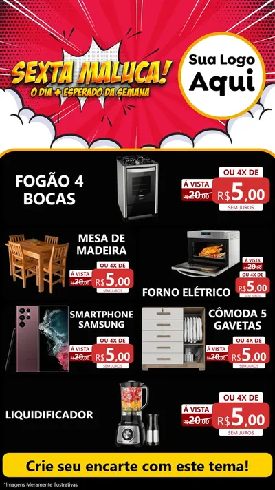 Modelo de TV para TV Vertical com o tema Sexta Maluca! para Móveis e Eletro